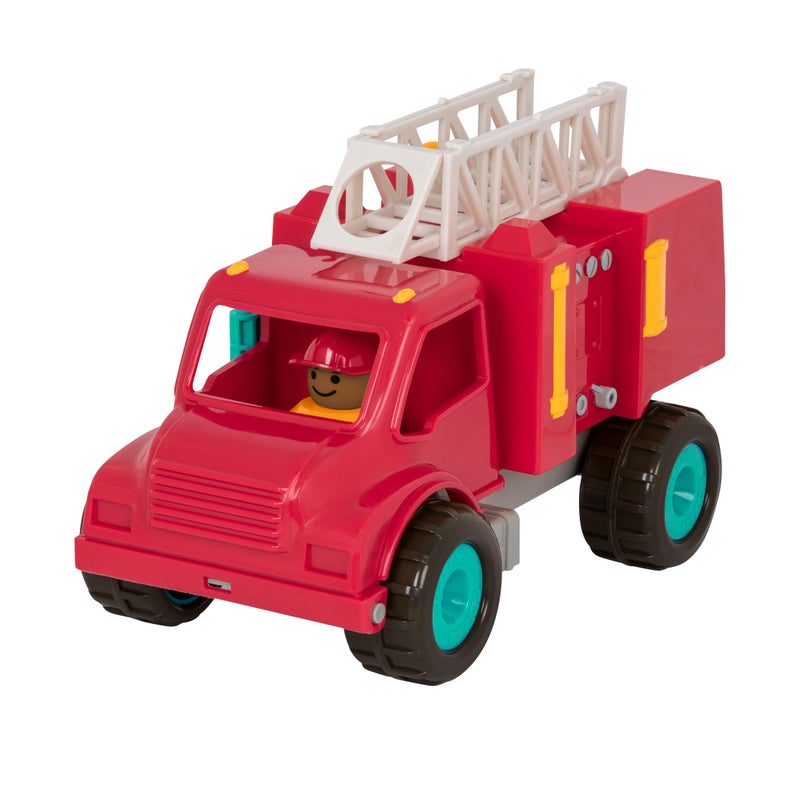 Battat â€“ Vroom! Fire Engine Transport Toy with Movable Parts & 2 Firefighters â€“ Classic Toddler Trucks â€“ Kids Construction Toys â€“ Soft Rubber Wheels â€“ 18+ Months - Image 1
